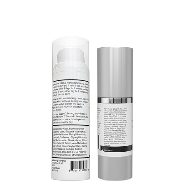 Vibriance Dynamic Duo Skincare Bundle | Super C Vitamin Serum, Retinol Skin Care Set - Age-Defying Night and Day Retinol and Vitamin C Serum for Face Routine Skincare Kit - Image 5
