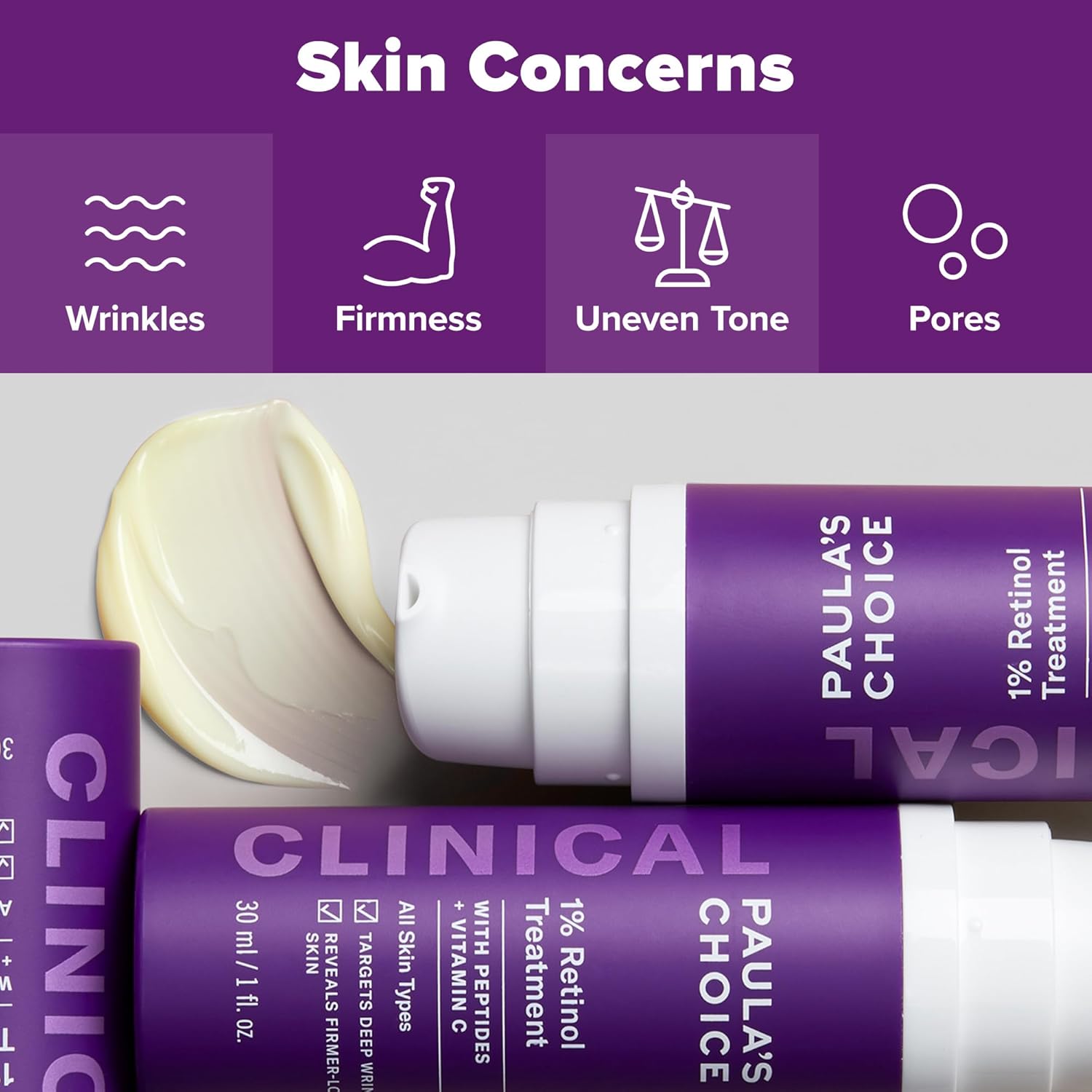 Paula's Choice CLINICAL 1% Retinol Treatment Cream: Advanced Anti-Aging Serum with Peptides, Vitamin C & Licorice Extract – For Wrinkles & Radiant Skin - Image 2