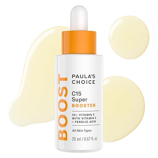 Paula’s Choice BOOST C15 Super Booster Vitamin C Serum – 15% L-Ascorbic Acid with Vitamin E and Ferulic Acid for glowing skin – 20 ml bottle with liquid texture