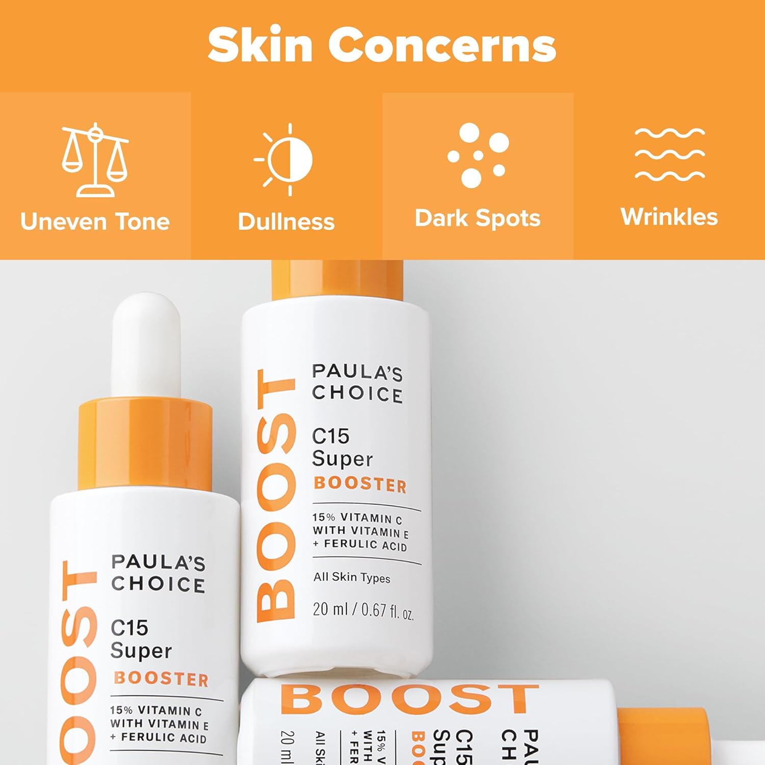 Paula's Choice BOOST C15 Super Booster, 15% Vitamin C Serum for Face, Face Serum with Vitamin E & Ferulic Acid for Discoloration & Glow, Fragrance-Free, 0.67 Fl Oz - Image 4