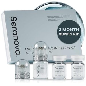 Seranova Microneedling Infusion Kit with Peptide Serums and Micro Infusion Device – 3-Month Anti-Aging Skincare Set